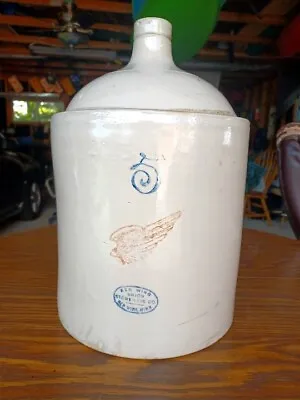 Antique 5 Gallon Redwing Stoneware Crock Jug  4  Wing Logo • $85
