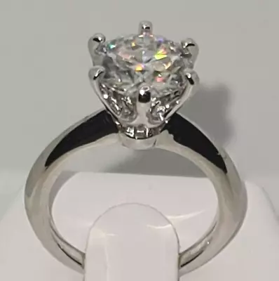 2 Ct Round Cut VVS1 Moissanite Engagement Ring 14K White Gold Plated For Gift • $131.99