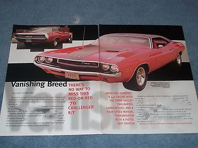 1970 Dodge Challenger R/T Red-on-Red Article  Vanishing Breed  440 Six Pak • $9.99