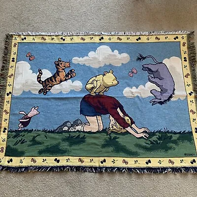 Disney Classic Winnie The Pooh Throw Blanket Quilt Comforter Fringe 58  X 44  • $35