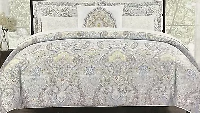 Nicole Miller Blue Orange Paisley Floral Full Queen Duvet Cover Set W / Shams • $129.95