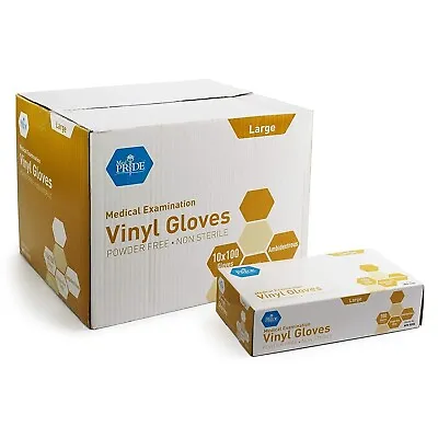 MedPride Medical Examination Vinyl Gloves N/S Powder Free Large-1000 Gloves/CS • $39.97