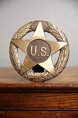 Vintage WWII US Military Cast Iron Marker WW2 Flag Holder Star Badge Sign • $55