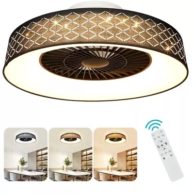 18  Modern Ceiling Fan With Light Remote Control LED Flush Mount Ceiling Fan • $118.99
