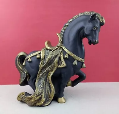 Universal Statuary 1958 Chinese 10  Tang Horse Stallion Black Gold Hollywood Reg • $65