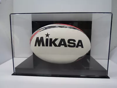 Rugby Ball Acrylic Display Case 85% UV Filter Full Size Memorabilia Black Back • $44.60