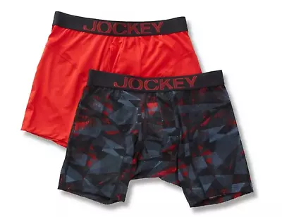 Men's Jockey 2-Pack (Red) Athletic RapidCool Stretch Boxer Briefs Underwear • $23