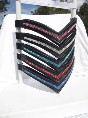 $22.78 • Buy ** PONY ** 2 Row V Crystal Bling Browband - Red, Blue, Rose, Clear, Aqua
