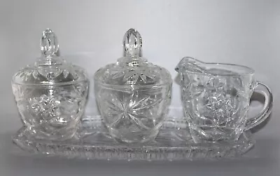 Vintage Anchor Hocking EAPG STAR OF DAVID CONDIMENT SET With UNDERPLATE • $16.99