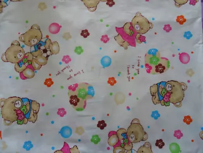 Teddy Bear Cotton Fabric 62 Inch Width By The 1/2 Yard Flat Shipping • $4.03