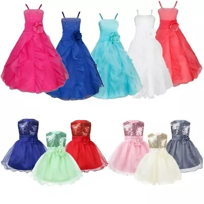 Flower Girl Princess Dress Kids Party Wedding Bridesmaid Ball Gown Pageant Dress • $14.09