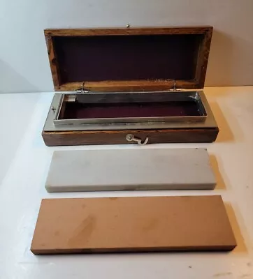 Vintage Norton Reversible India Hard Arkansas Oilstone  Wood Case HIB27 • $39
