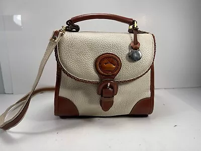 VTG DOONEY & BOURKE Leather Hand Bag Cream Brown Tan Color With Crossbody Strap • $44.99