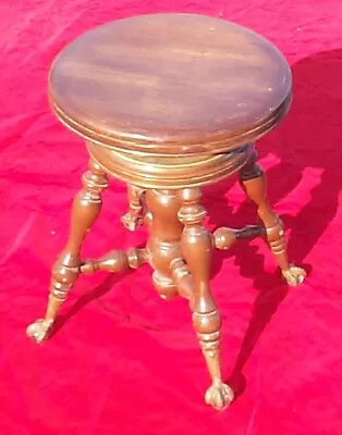 $79.95 • Buy Antique Oak Organ Piano Stool With Claw And Ball Feet 