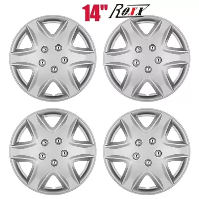 Set Of 4 14  Silver Wheel Covers Snap On Hub Cap Fits Universal R14 Tire & Rim • $37.99