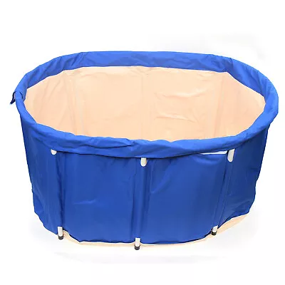 Folding Bathtub Adult Spa Bath Bucket Water Tub Indoor Outdoor Swim Soak W/Cover • $59