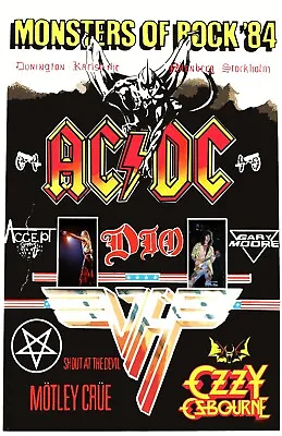 Monsters Of Rock 1984 Concert Poster 11 X 17 Framed • $21.99