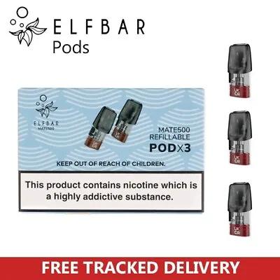 Elf Bar - Elf Mate Mate 500 Refillable Pod 1.6ml 3 Pack Elfmate 500 P1 Tracked • £6.87