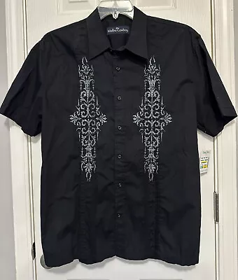 Men's Malibu Cowboy Short Sleeve Button Down Black Shirt Size L New W Tags • $16