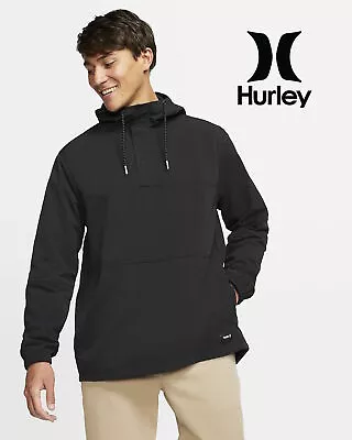 Hurley Men's Dri-FIT Bevel Anorak 1/4 Zip Hooded Jacket Black Size Large • $49.95