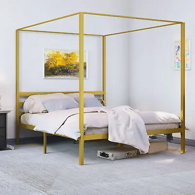 TAUS King Size Metal Four Poster Canopy Bed Frame 14  King  Bed Frame Platform • $143.31