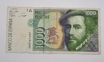 1992 / Banco De España Spain - 1000 Pesetas Banknote Serial No. 5D 9767497 • £4.79