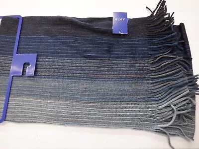 Mens Apt. 9 Blue Striped Fringed Edge Lightweight Scarf New #22148 • $7.48