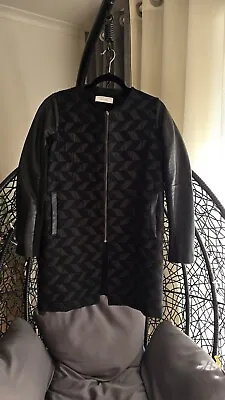VIKTORIA + WOODS Wool Leather Jacket Coat Blazer Grey Size 1 Au 8 10 • $45