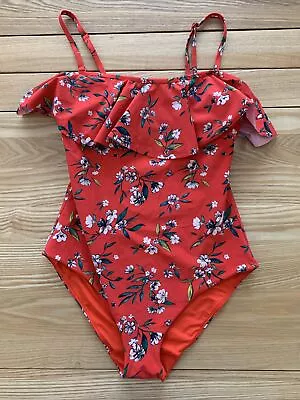 Le Bain Ladies Red With Multicoloured Flowers Bathing  Costume Sz 12 • £9.99