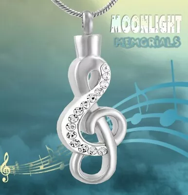 New Music Note Crystal Musical Cremation Urn Keepsake Ashes Memorial Necklace • $13.95