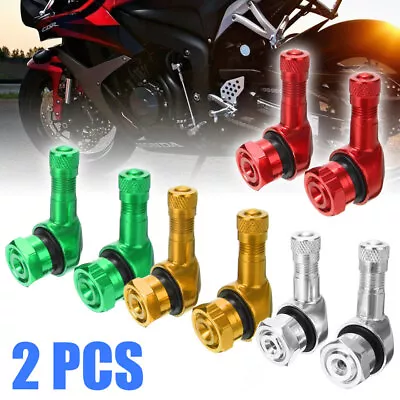 2x CNC Motorcycle 90 Degree Angle Wheel Tire Stem Tubeless Valve Aluminum Alloy* • $8.49