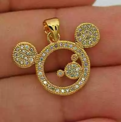 2.00 Ct Round Cut Moissanite Mickey Mouse Charm Pendant 14k Yellow Gold Finish • $90.27
