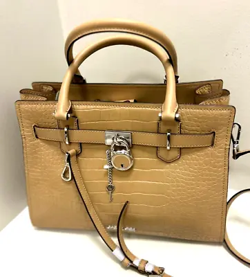 Michael Kors Hamilton Medium Satchel Shoulder Bag Handbag Purse Crossbody Camel • $142