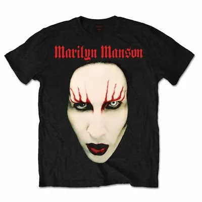 Official Marilyn Manson T Shirt Red Lips Logo Mens Black Rock Metal Tee Merch • £16.28