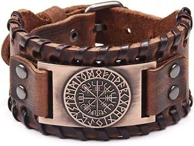 Viking Bracelet Norse Vegvisir - Nordic Bracelet With Runic Compass • $6.99