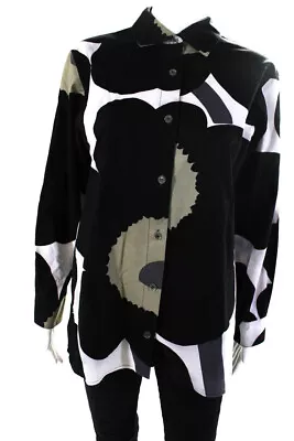 Marimekko Women's Collar Long Sleeves Button Up Abstract Print Shirt Size S • $60.99