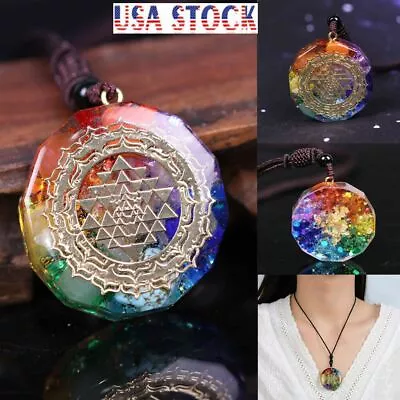 $7.89 • Buy Orgonite Necklace Sri Yantra Pendant Sacred Geometry Chakra Healing Necklace