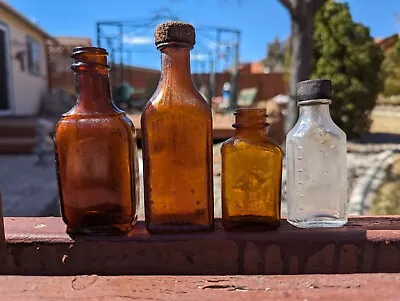 1930's-1940's Antique Bottle Lot Amber Brown Clear Medicine Bottles Original Cap • $13