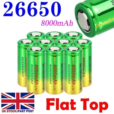 8-16X SKYWOLFEYE 26650 Batteries 3.7V 8000mAh Rechargeable Battery USB Charger • £9.31