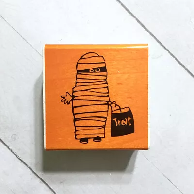 Mummy Monster Rubber Stamp Halloween Craft 2  Wood Mounted • $10.50