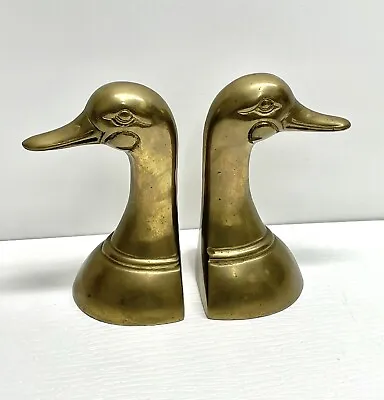 Vintage Pair Of Brass Duck Mallard Bookends Cool Art Deco 6” • $34.99