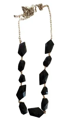 Statement Necklace Black Gold Tone 36  Large Geometric  Fashion Jewelry • £10.61