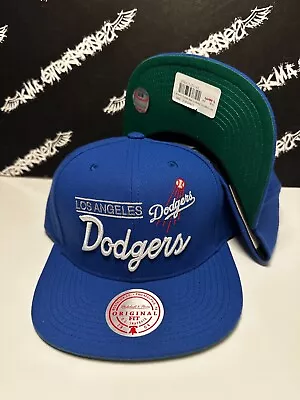 NWT Mitchell & Ness Los Angeles LA Dodgers SCRIPT LOGO Royal Blue Snapback Hat • $24.95