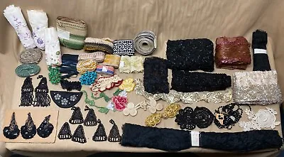 Lot Vintage Fancy Fabric Lace & Beaded Trim For Craft & Sewing Projects • $49.99