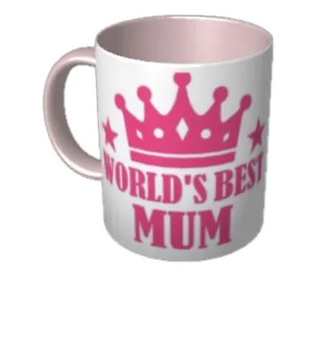 Worlds Best Mum Coffee Mug Tea Cup Mothers Day Gift 325 Ml Boxed Pink Rim • $20.95