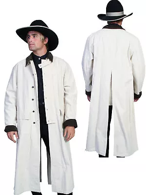 Scully RangeWear Mens Natural 100% Cotton Long Overcoat Duster Coat • $117.99