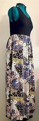 NWT Nicole Miller Mixed “Crazy Quilt” Floral Print Maxi Dress W/ Pockets Size: L • $59.99