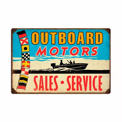 Vintage Style Metal Sign Outboard Motors 24 X 16 • $57.95