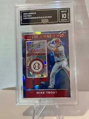 🔥 Mike Trout  Angels  2020 Contenders Optic Blue Ice Prizm  Gma 10  #'d / 99🔥 • $34.99