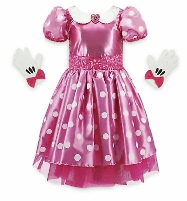 $44.95 • Buy New Disney Store Girls Minnie Mouse Pink Polka Dot Costume Dress 2, 3, 4, 5/6